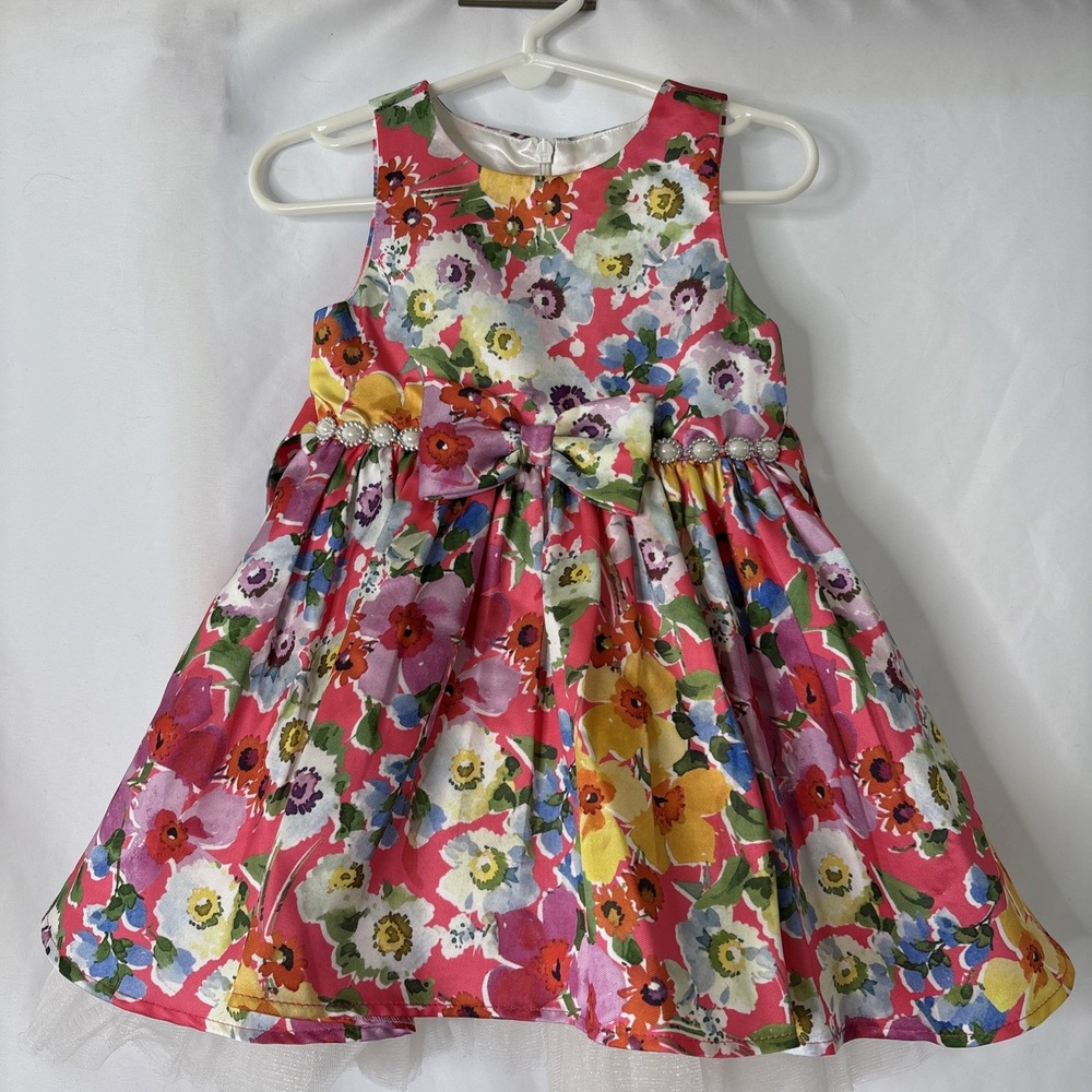 Couture Princess Girls Toddler 2T Colorful Dress Floral Special Occasion Party‎